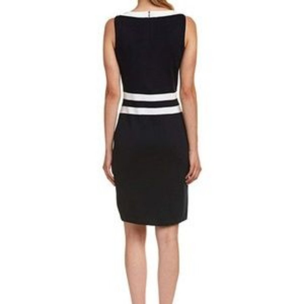 St. John Collection | Black/Bright White Santana Wool Blend Sheath Dress | Sz 16 - Picture 3 of 10